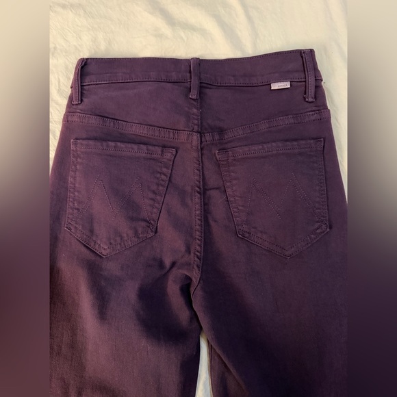 Mother High Waist Rascal Ankle Fray in Blackberry Cordial Purple Denim - Picture 3 of 9